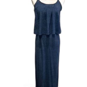 C&C Super Soft Denim Blue Popover t-shirt Cotton Maxi Dress XS